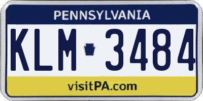 PA license plate KLM3484