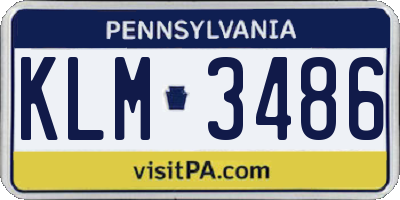 PA license plate KLM3486