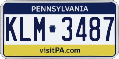 PA license plate KLM3487
