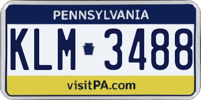 PA license plate KLM3488