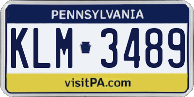 PA license plate KLM3489