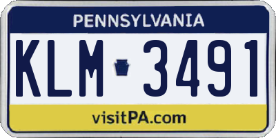 PA license plate KLM3491