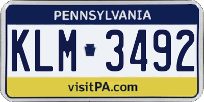 PA license plate KLM3492