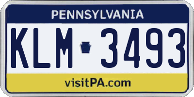 PA license plate KLM3493