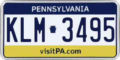 PA license plate KLM3495