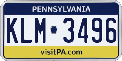 PA license plate KLM3496