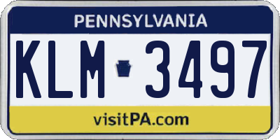 PA license plate KLM3497