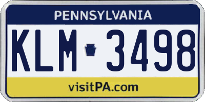 PA license plate KLM3498