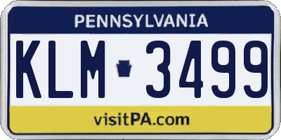 PA license plate KLM3499