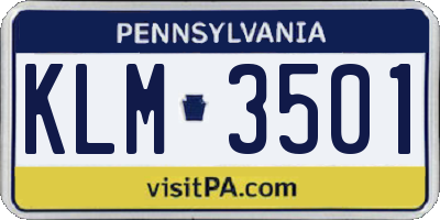PA license plate KLM3501