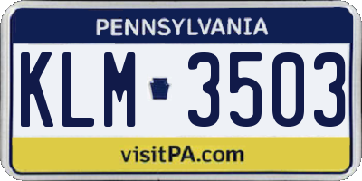 PA license plate KLM3503
