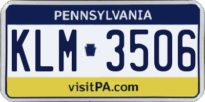 PA license plate KLM3506