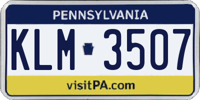 PA license plate KLM3507