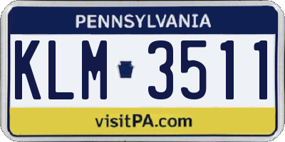 PA license plate KLM3511