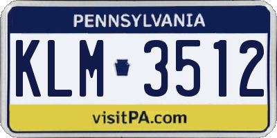 PA license plate KLM3512