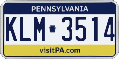 PA license plate KLM3514