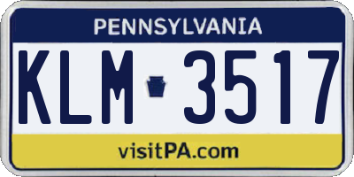 PA license plate KLM3517