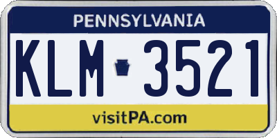 PA license plate KLM3521