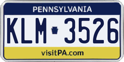 PA license plate KLM3526