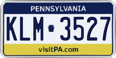 PA license plate KLM3527