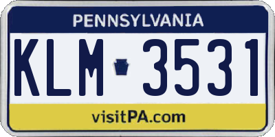 PA license plate KLM3531