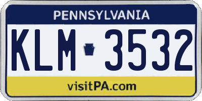 PA license plate KLM3532