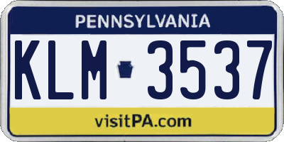 PA license plate KLM3537