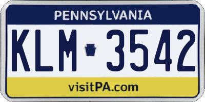 PA license plate KLM3542