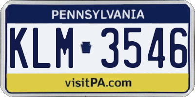 PA license plate KLM3546