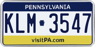 PA license plate KLM3547