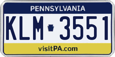 PA license plate KLM3551