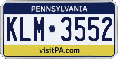 PA license plate KLM3552
