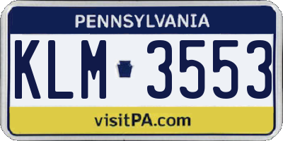 PA license plate KLM3553