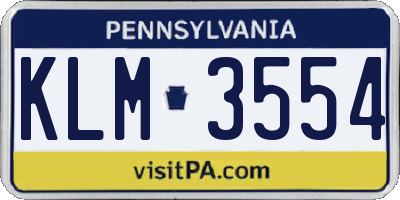 PA license plate KLM3554