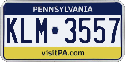 PA license plate KLM3557