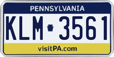 PA license plate KLM3561