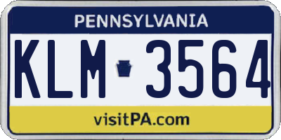 PA license plate KLM3564