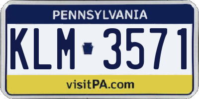 PA license plate KLM3571