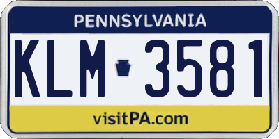 PA license plate KLM3581