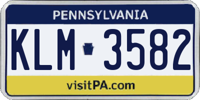 PA license plate KLM3582
