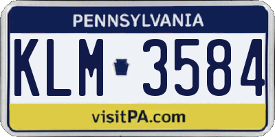 PA license plate KLM3584