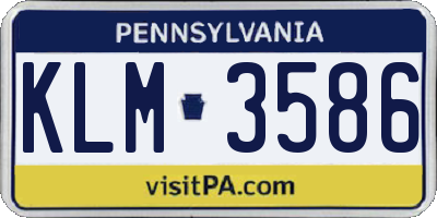 PA license plate KLM3586