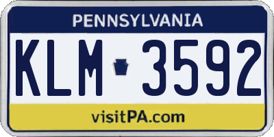 PA license plate KLM3592