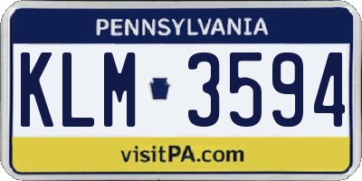 PA license plate KLM3594