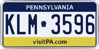 PA license plate KLM3596