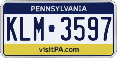 PA license plate KLM3597