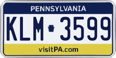 PA license plate KLM3599