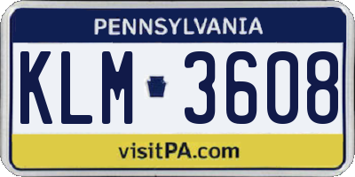 PA license plate KLM3608