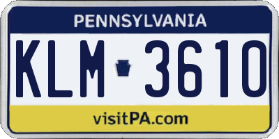 PA license plate KLM3610