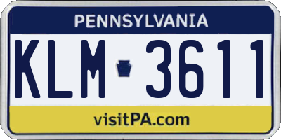 PA license plate KLM3611